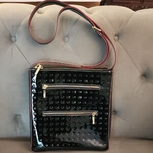 Arcadia Black Patent Embossed Crossbody Bag